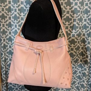 Tod's blush pink calfskin hobo bag